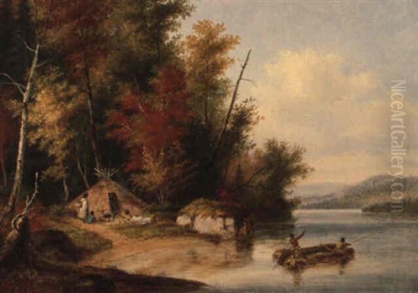 Autumn Scene In Canada Oil Painting by Cornelius David Krieghoff