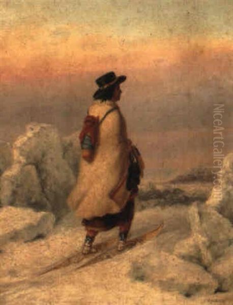 Moccasin Seller With Papoose Oil Painting by Cornelius David Krieghoff