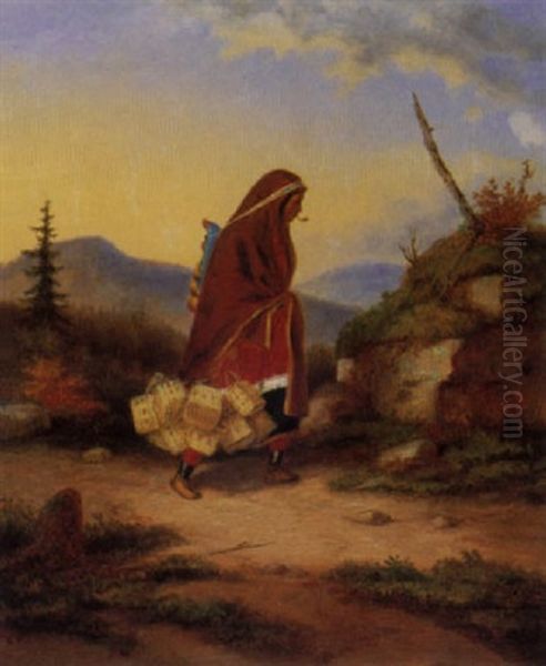 Indian Squaw Basket Seller Oil Painting by Cornelius David Krieghoff