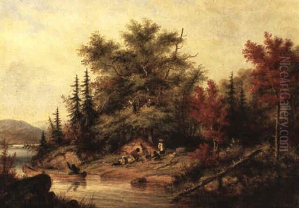 Indians Camping Oil Painting by Cornelius David Krieghoff