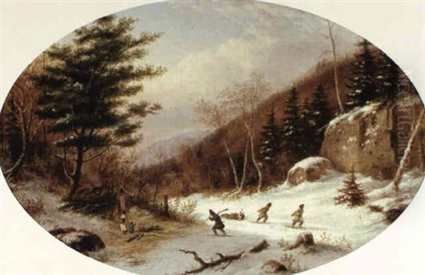 Lorette Indians Near Quebec Oil Painting by Cornelius David Krieghoff