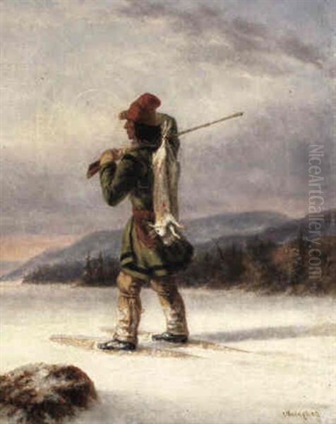 Indian Hunter Oil Painting by Cornelius David Krieghoff