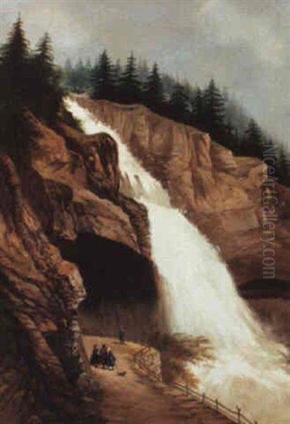 The Falls At St. Memm, Quebec Oil Painting by Cornelius David Krieghoff