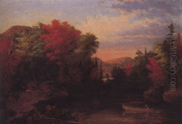 Autumn, Lake Memphramagog Oil Painting by Cornelius David Krieghoff