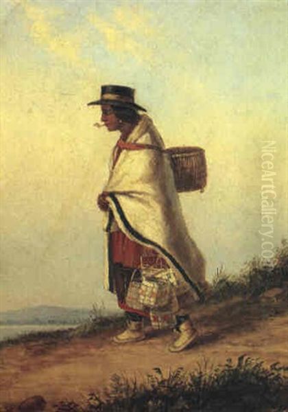 Indian Basket Seller Oil Painting by Cornelius David Krieghoff