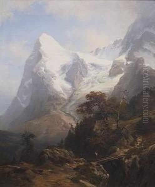 Blick Auf Die
 Eiger-nordwand. Oil Painting by Ernst August Becker