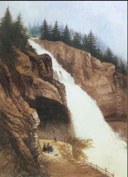 The Falls At St. Memm, Quebec Oil Painting by Cornelius David Krieghoff