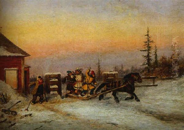 Bilking The Tollgate Oil Painting by Cornelius David Krieghoff