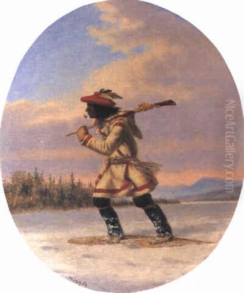 Hunter On Snowshoes Oil Painting by Cornelius David Krieghoff