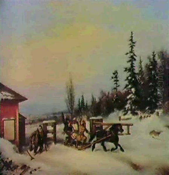 Bilking The Toll Gate Oil Painting by Cornelius David Krieghoff