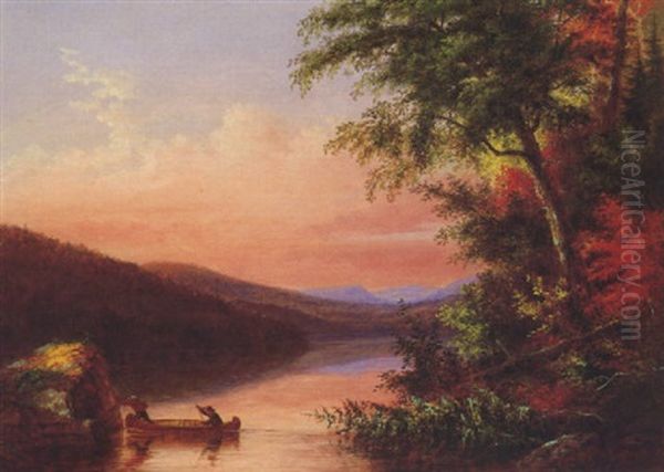 Looking Towards Stoneham From The Bottle Rock, Lake St, Charles, Lr. Canada Oil Painting by Cornelius David Krieghoff