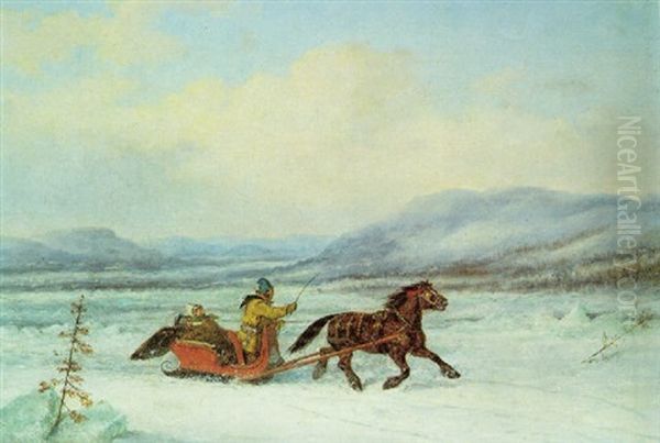 Sleigh Ride Oil Painting by Cornelius David Krieghoff