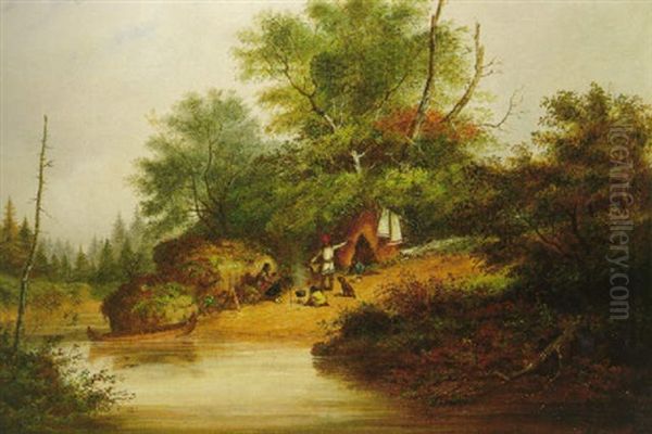 Indian Camp Oil Painting by Cornelius David Krieghoff