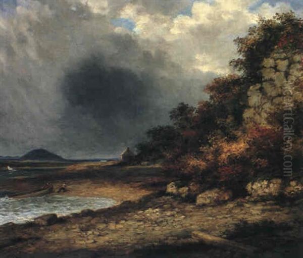 Passing Showers, Lake Memphramagog Oil Painting by Cornelius David Krieghoff