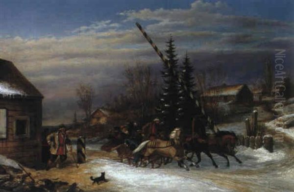 Bilking The Tollgate With A Russian Troika Oil Painting by Cornelius David Krieghoff