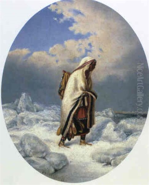 A Moccasin Seller Oil Painting by Cornelius David Krieghoff