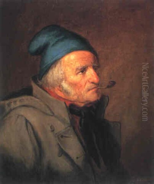 Habitant In A Blue Toque Oil Painting by Cornelius David Krieghoff