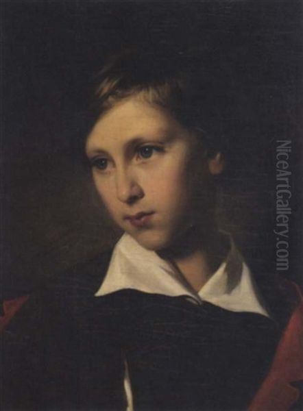 Portrait Of A Young Boy Oil Painting by Fritz Kriehuber