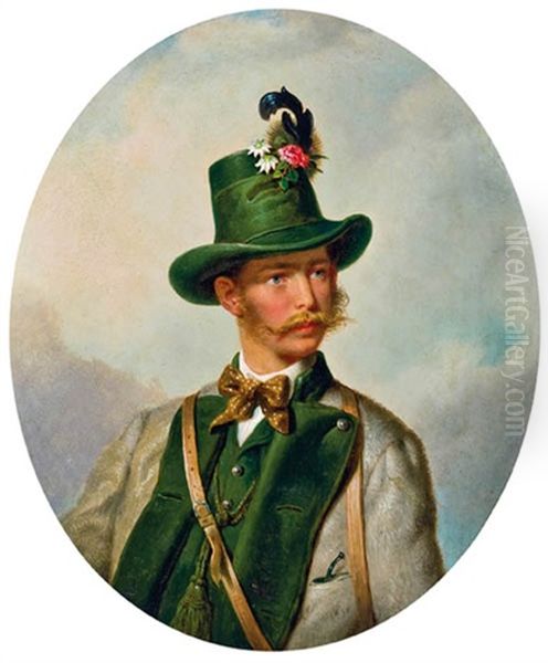 Kaiser Franz Joseph I Oil Painting by Josef Kriehuber