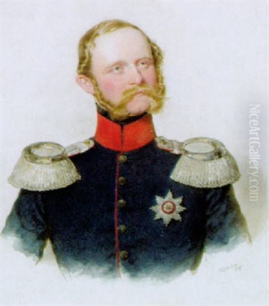 Bildnis Des Prinzen August Von Wurttemberg In Uniform Oil Painting by Josef Kriehuber