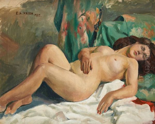 Le Repos De Paulette Oil Painting by Etienne-Auguste Krier