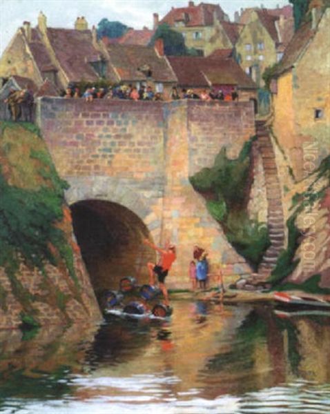 La Route De Tonneaux Oil Painting by Etienne-Auguste Krier