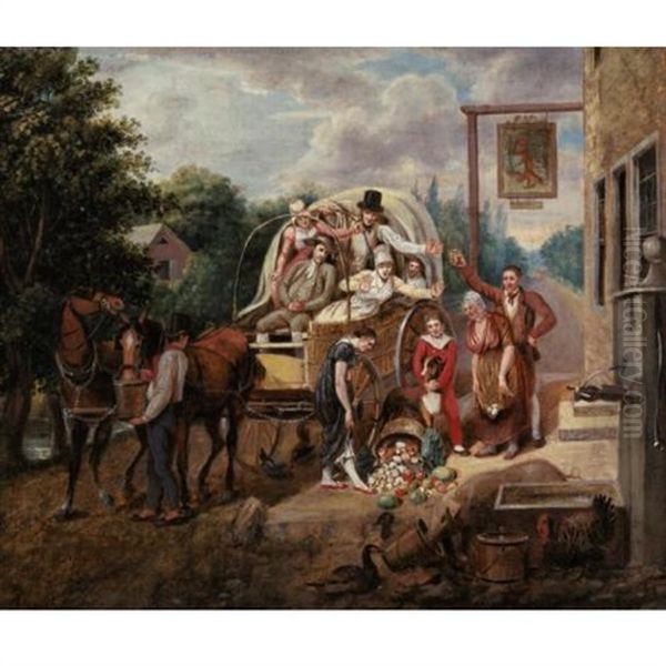 Going To The Market - The Disaster Oil Painting by Johann Ludwig Krimmel