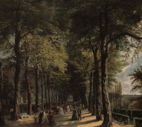 La Promenade Sous Les Arbres Oil Painting by Ernest Krins