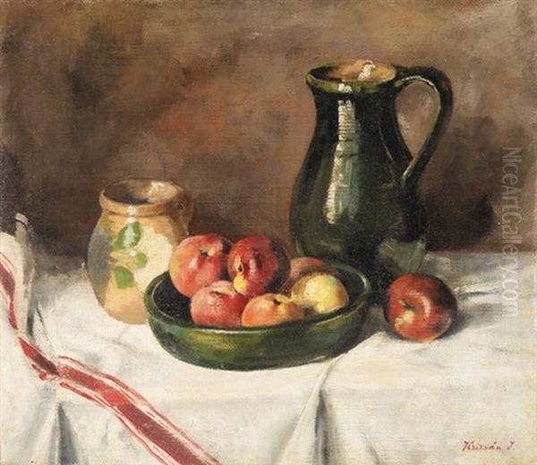 Still-life With Apples Oil Painting by Janos Krizsan