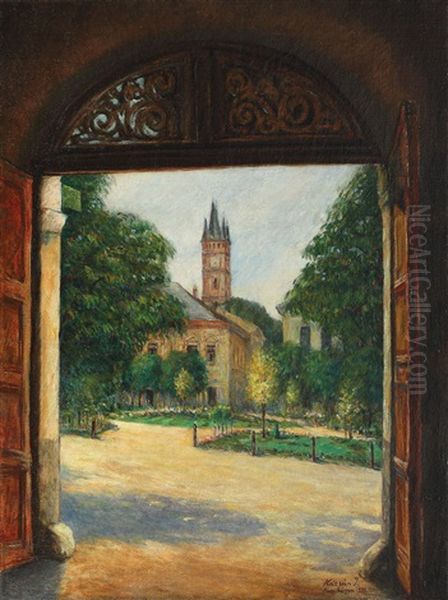 Saint Stefan Church From Baia Mare Oil Painting by Janos Krizsan