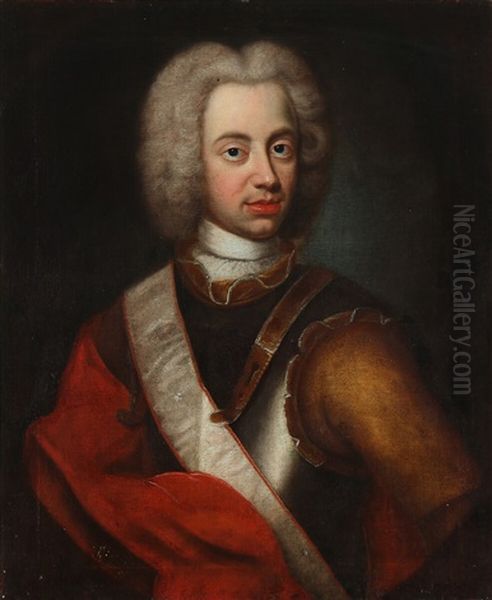 Portrait Of A Nobleman In Cuirass Wearing The White Ribbon Of The Order Of Dannebrog by Hendrik Krock