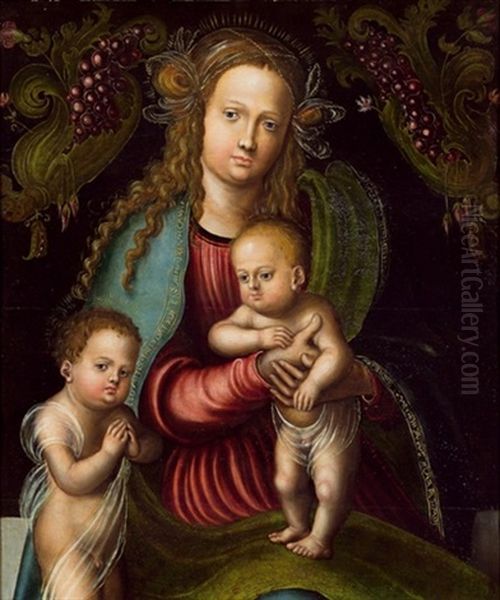 Maria Mit Kind Und Johannesknaben Oil Painting by Wolfgang Krodel the Elder