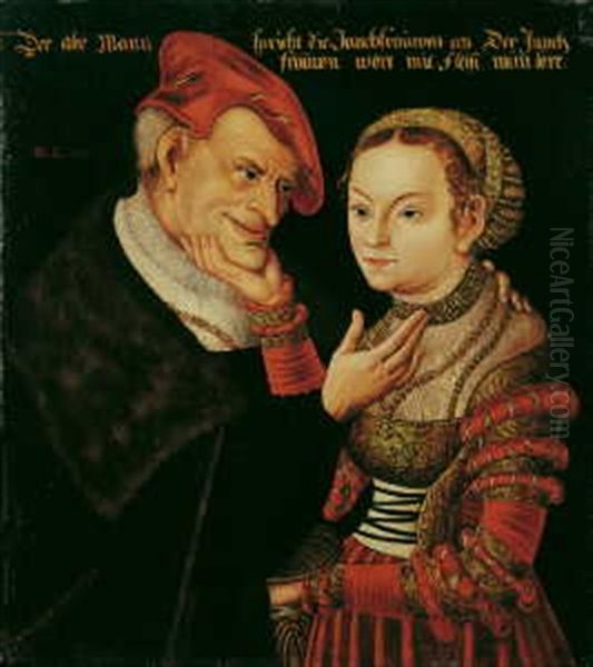 Das Ungleiche Liebespaar Oil Painting by Wolfgang Krodel the Elder