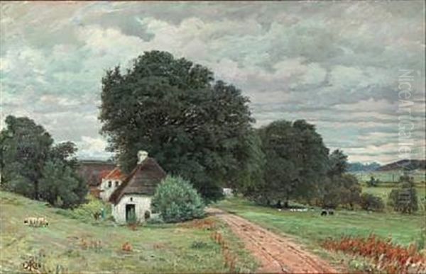 Landscape At Tingbaek Mill Oil Painting by Arnold Krog