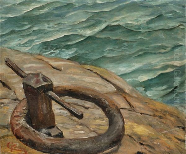 Mooring In Iron Oil Painting by Christian Krohg