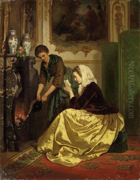 At The Firplace Oil Painting by Carl Ludwig Friedrich Becker