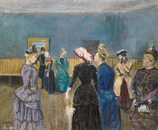 Albertine I Politilegens Ventevaerelse Oil Painting by Christian Krohg