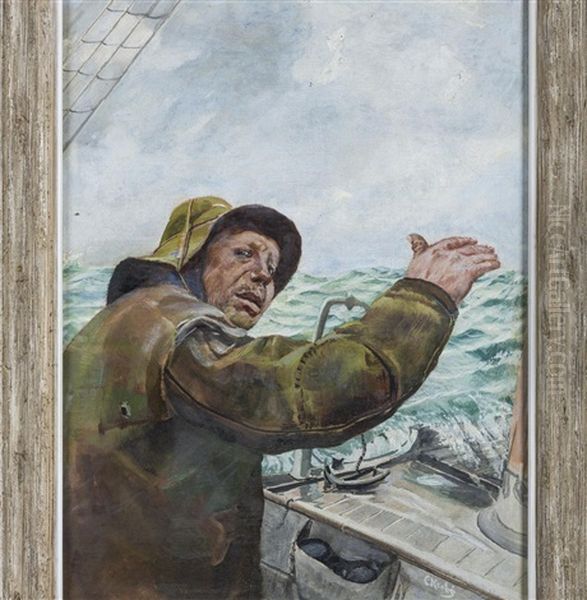 Babord Litt: A Little To The Port Side Oil Painting by Christian Krohg