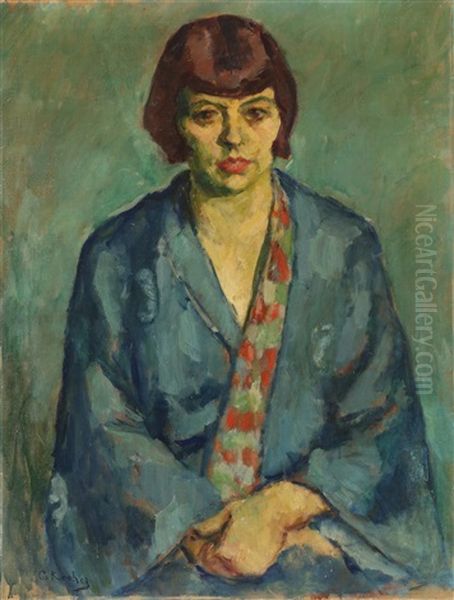 Kvinne I Kimono, Josephine Oil Painting by Christian Krohg