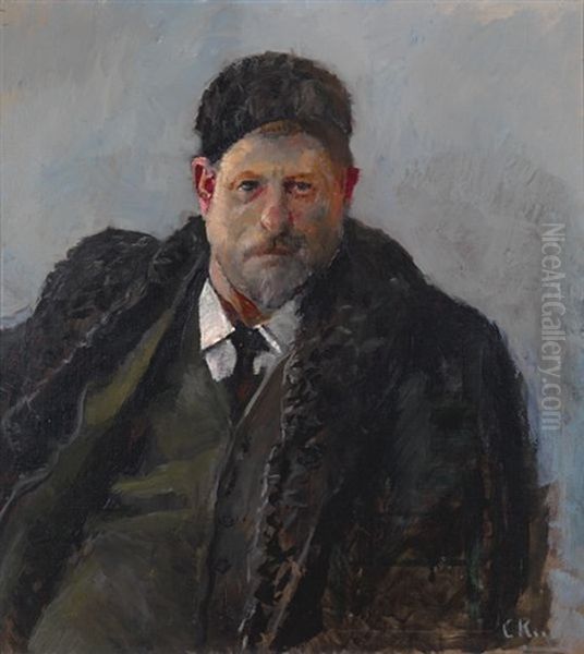 Vinhandler Carl Roed Oil Painting by Christian Krohg