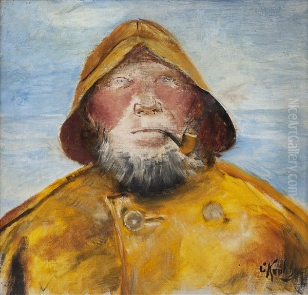 Fisherman With Pipe Oil Painting by Christian Krohg