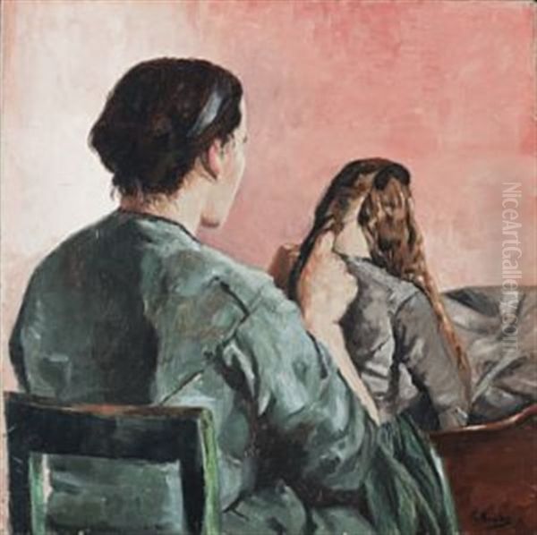 Haret Flettes Oil Painting by Christian Krohg