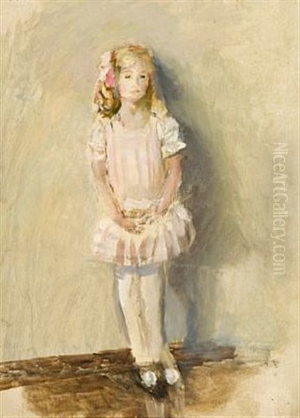 Pike I Rosa Kjole Oil Painting by Christian Krohg