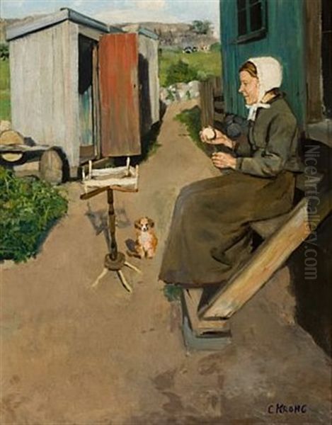 Solskinn Oil Painting by Christian Krohg