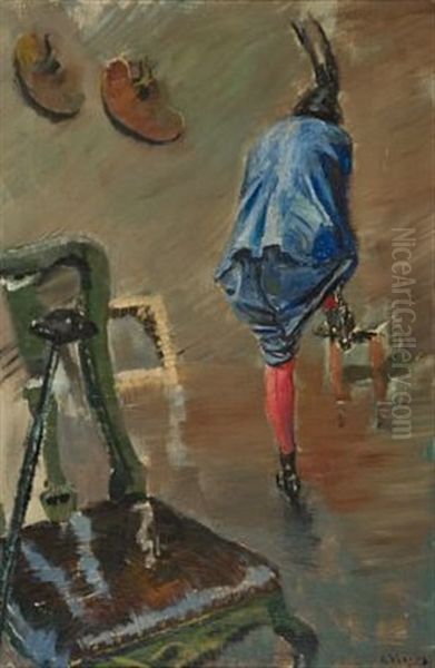 Stovlene Knappes Oil Painting by Christian Krohg