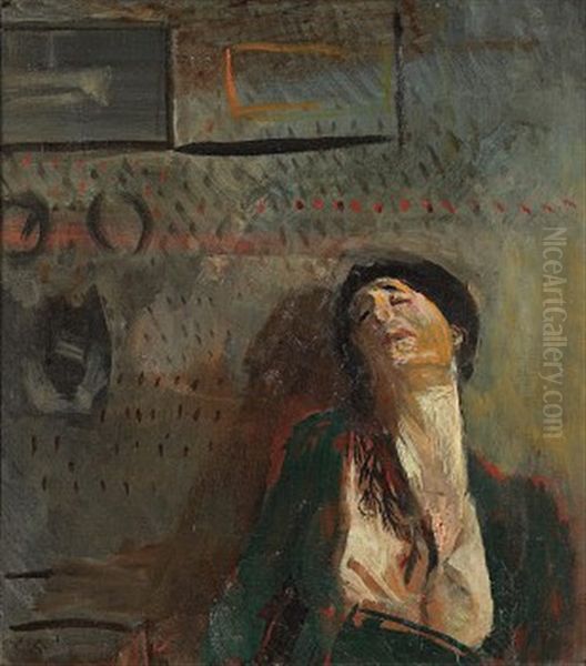 Untitled (preliminary Study For Oyenvidner) Oil Painting by Christian Krohg