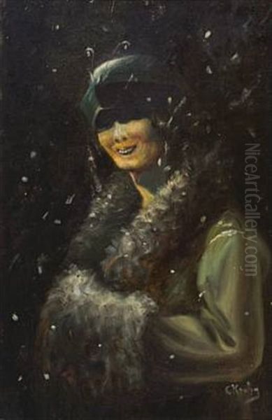 Kvinne I Snovaer Oil Painting by Christian Krohg