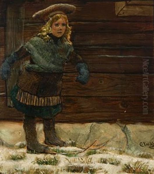 Ovelse Gjor Mester Oil Painting by Christian Krohg