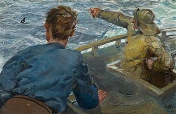 Flaskeposten Oil Painting by Christian Krohg