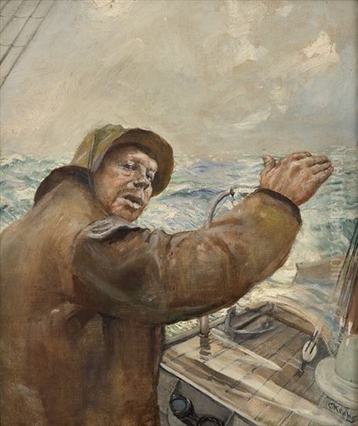 A Little Aport Oil Painting by Christian Krohg